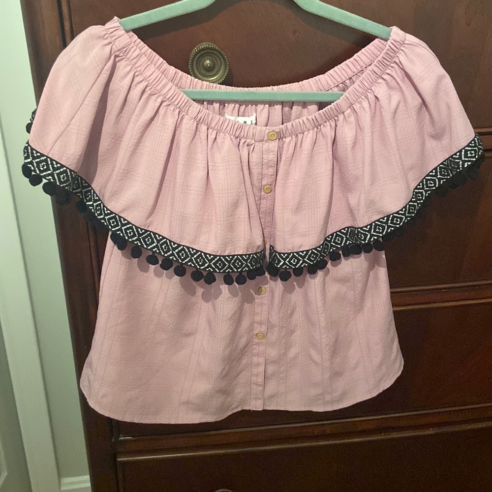 Spring lilac off the shoulder top